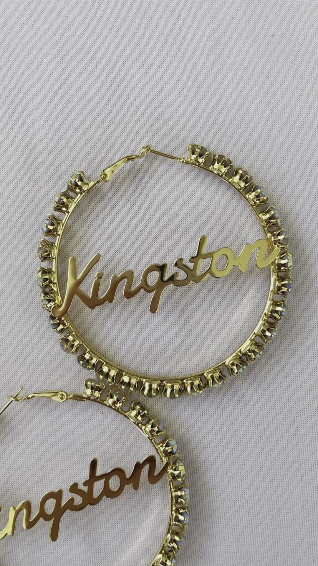 Kingston Gold Hoops Crystal Rhinestones