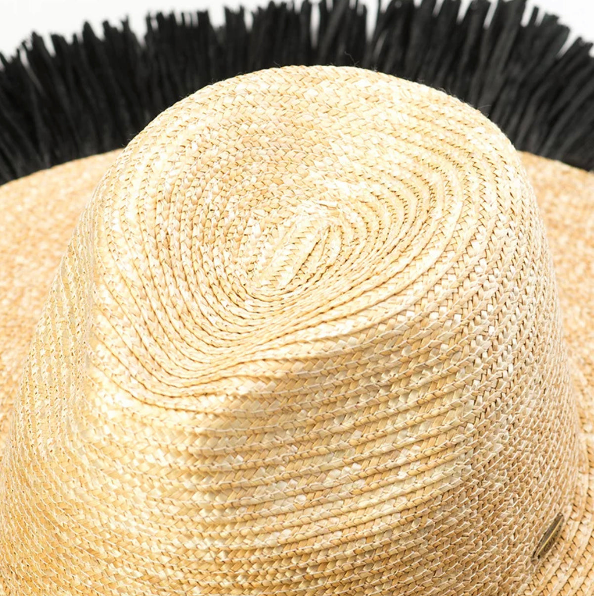 Fedora Large Rim Straw Hat with Black Raffia Rim