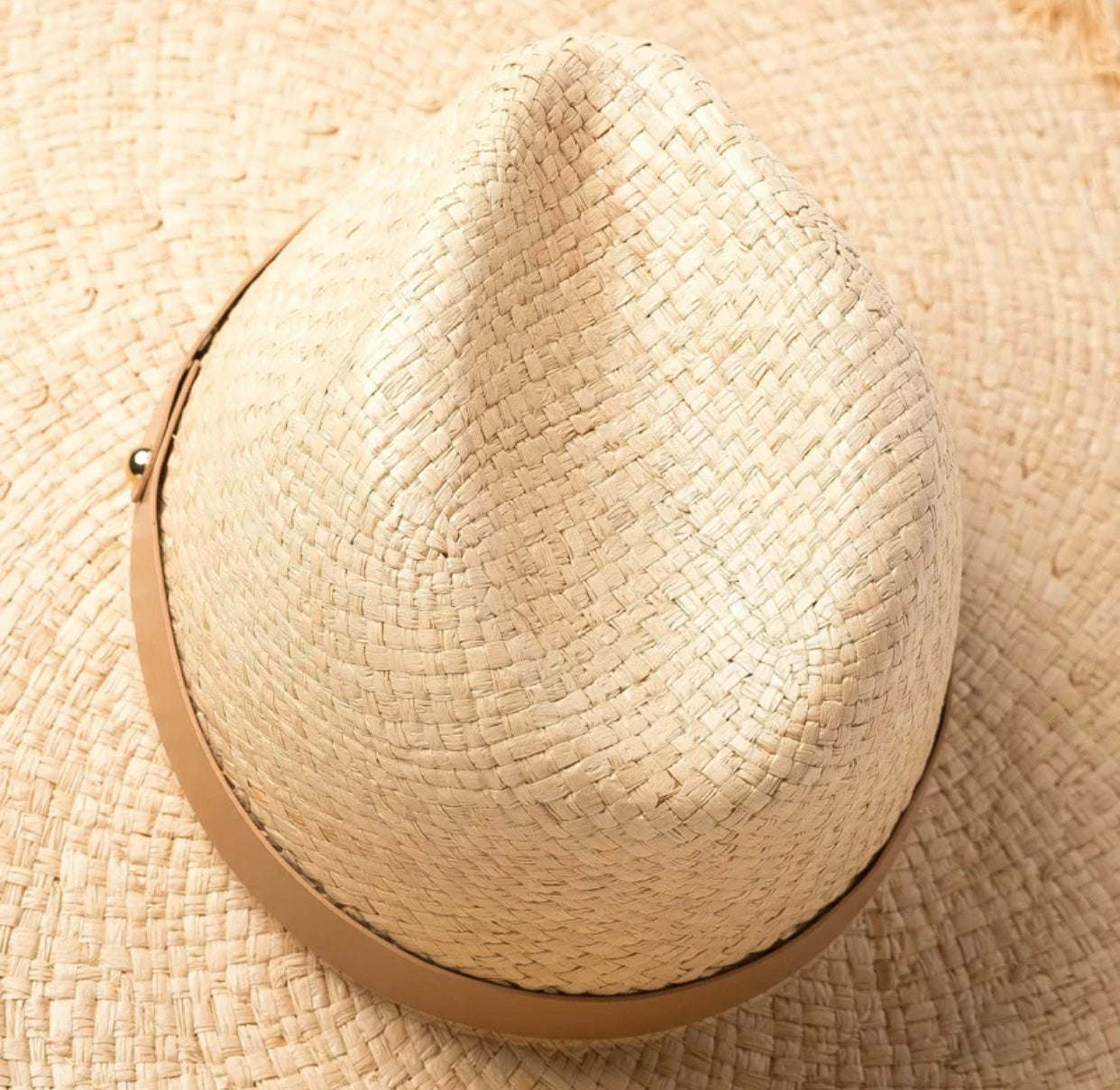 Large Panama Raffia Wide Frayed Brim Straw Hat with PU Leather Band