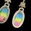 High End Jeweled Multicolor Drop Diamond Earrings