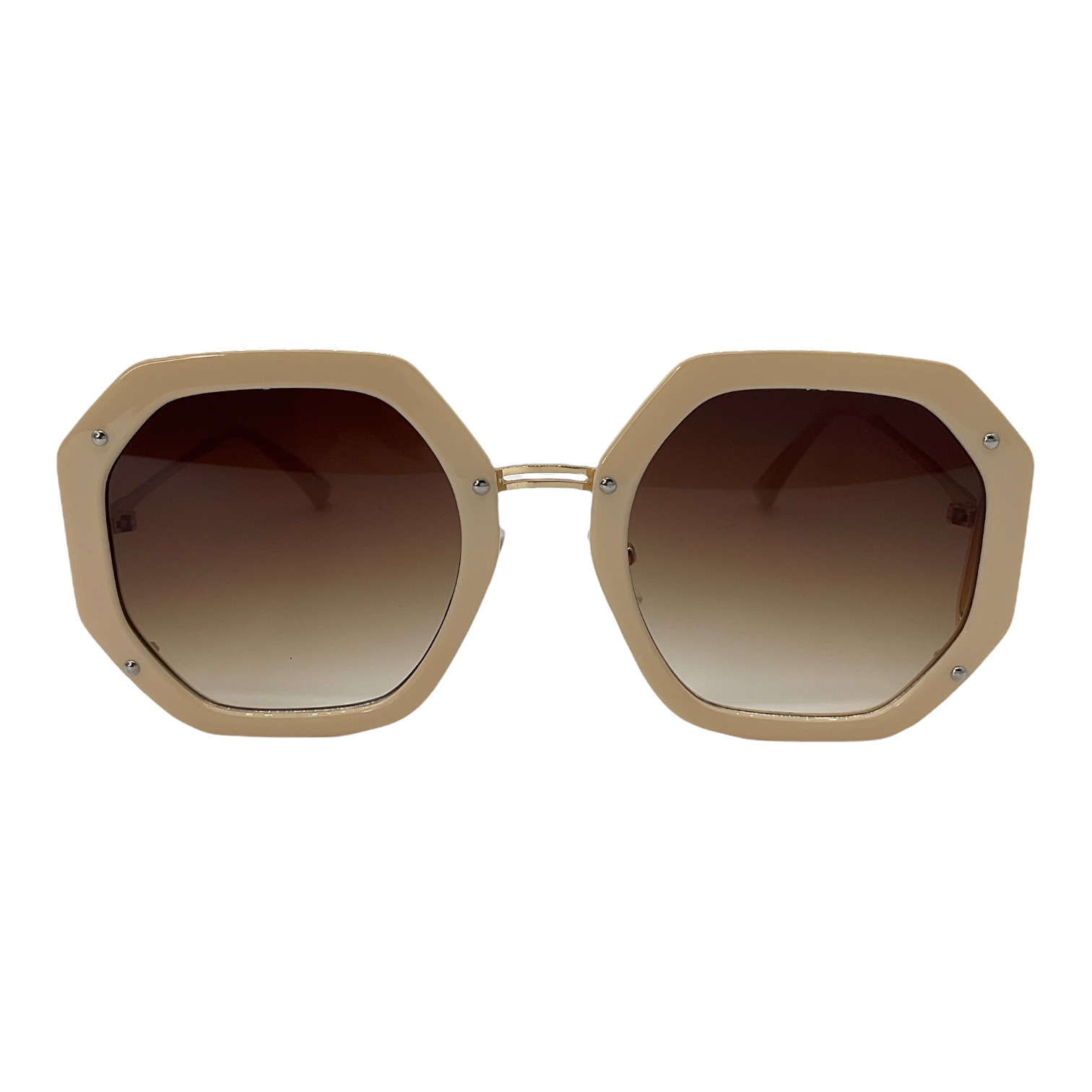 Geo Cream Women Frame with Silver Frame Sunglasses