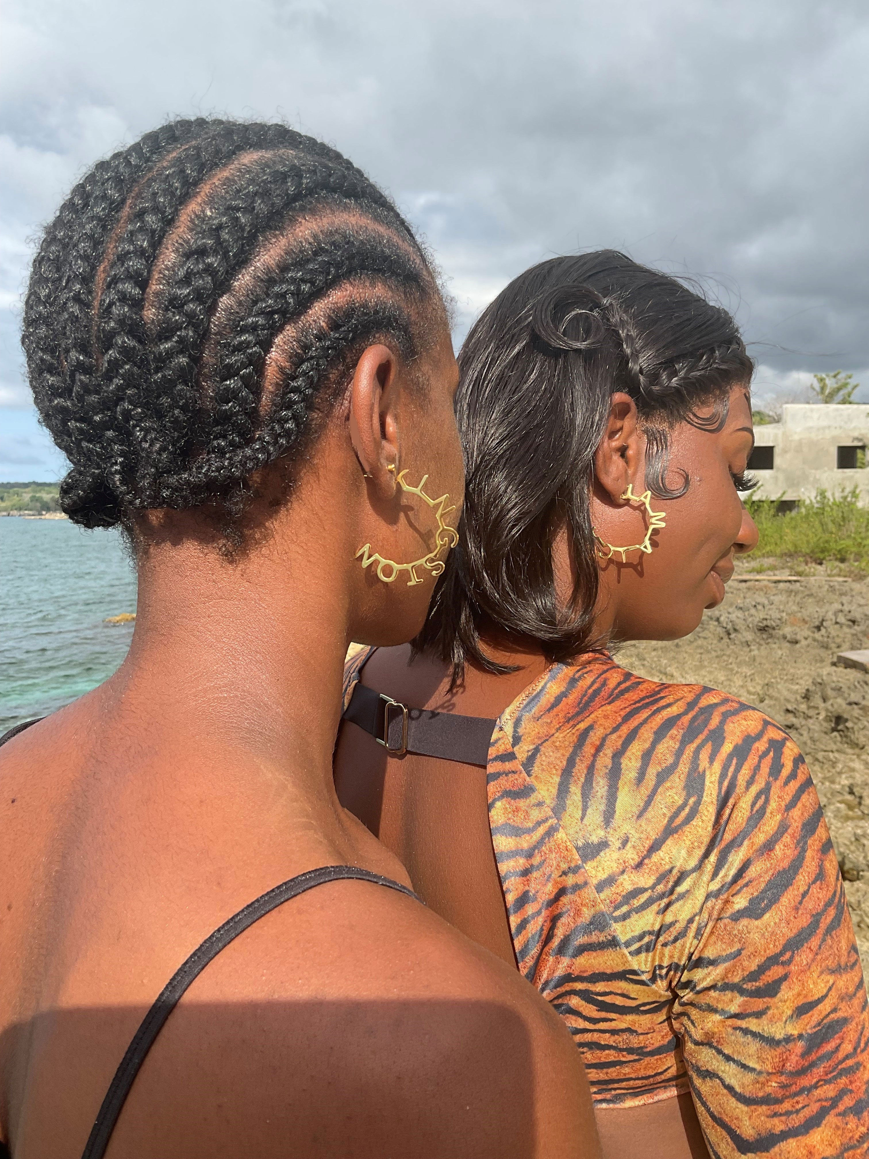 Jamaica C Lettered Hoop Earrings