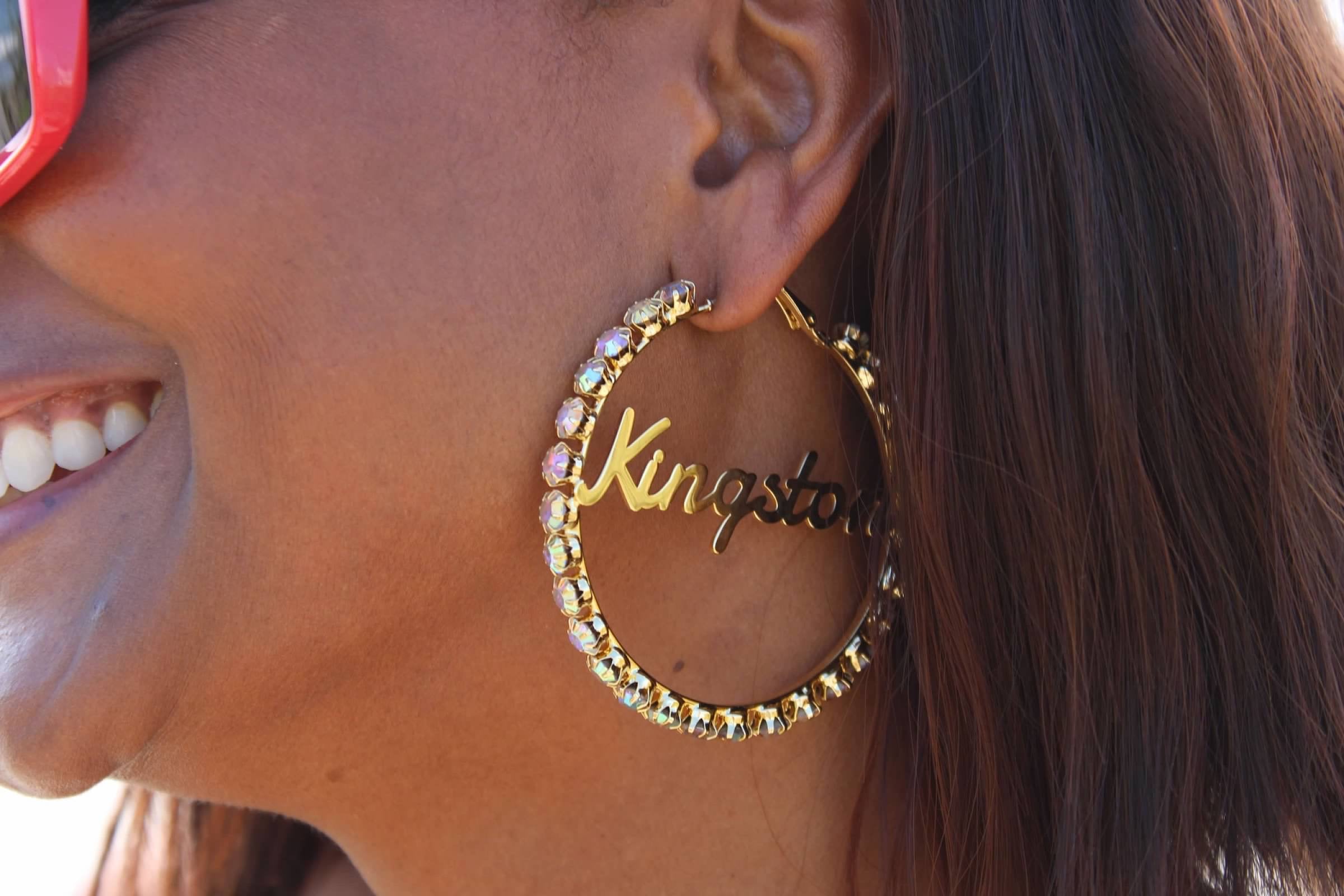 Kingston Gold Hoops Crystal Rhinestones