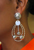 Silver Circle Dot Geometric Earrings