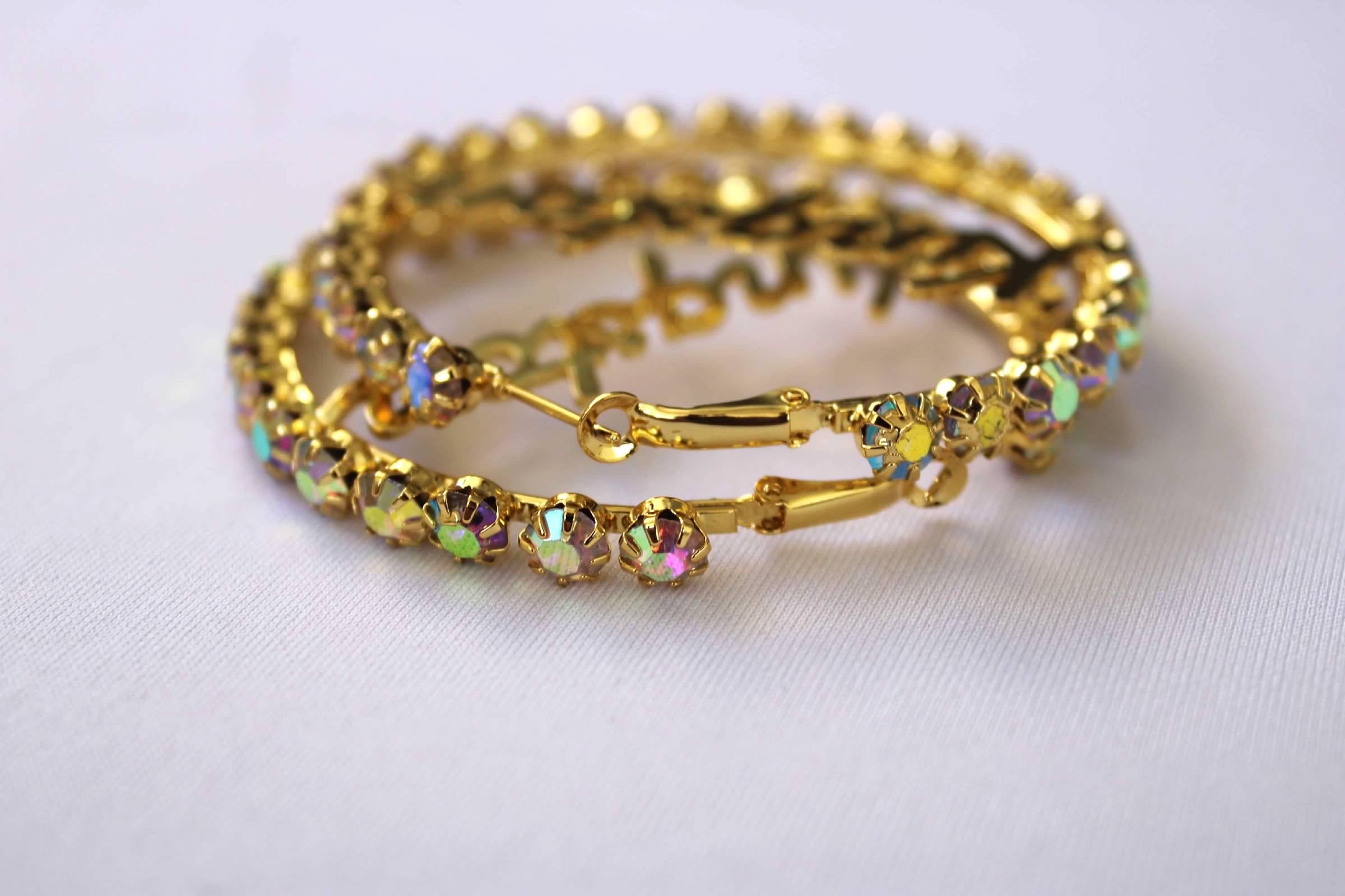 Kingston Gold Hoops Crystal Rhinestones