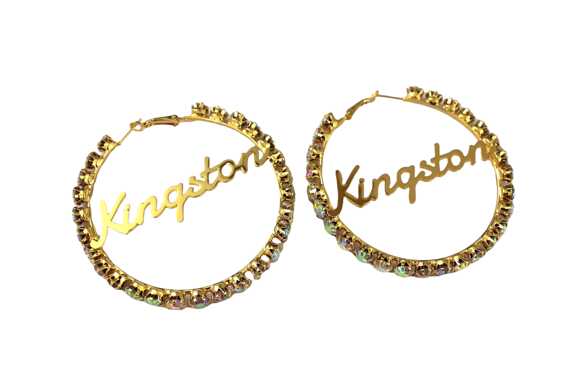 Kingston Gold Hoops Crystal Rhinestones