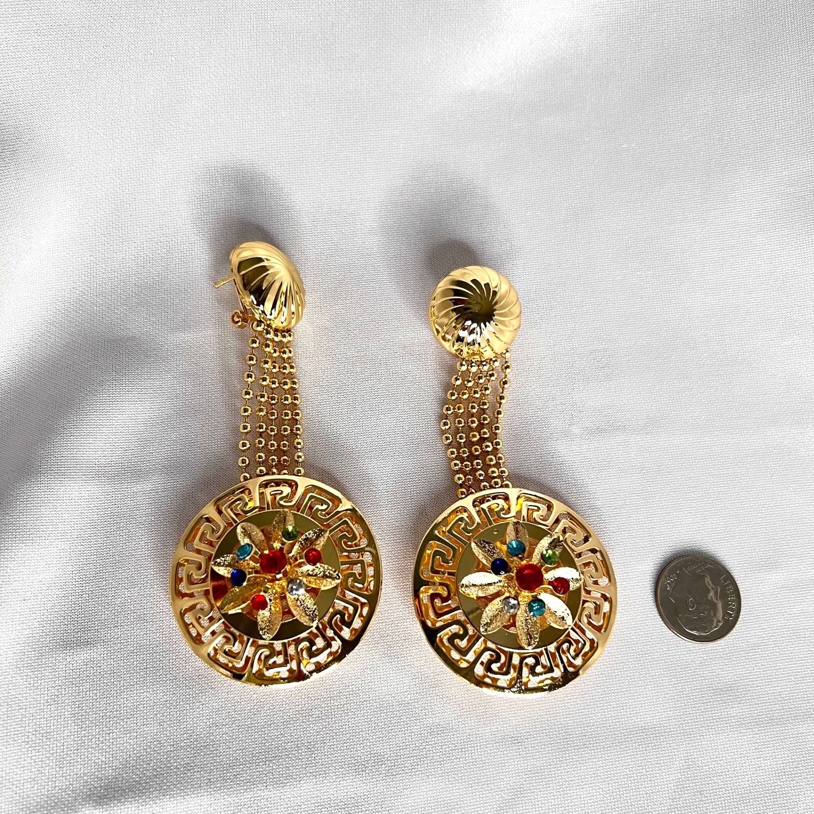 Maze Drop Earrings with Colored Crystals