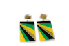Jamaican Custom Colored Rectangle Stud Block Earrings