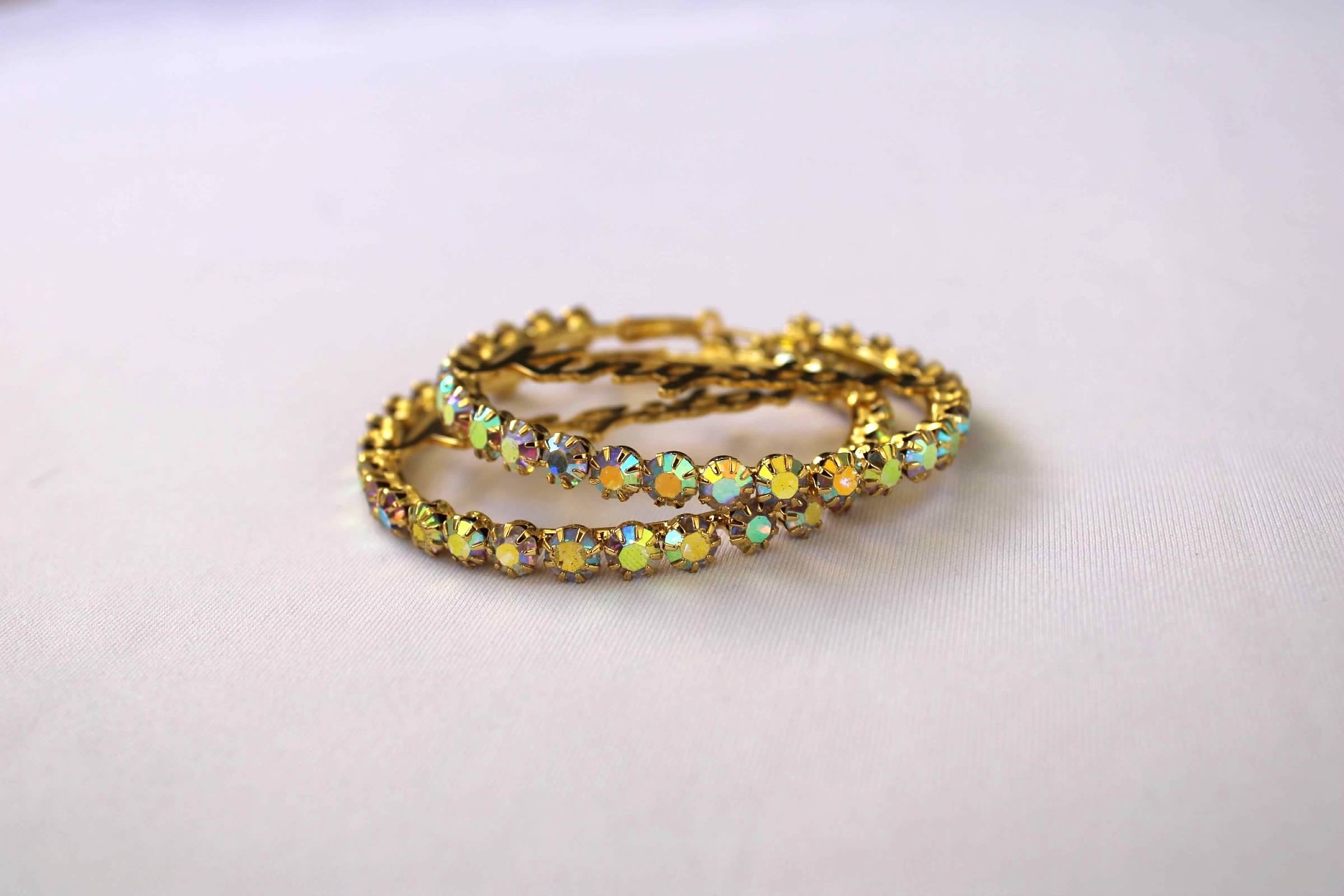 Kingston Gold Hoops Crystal Rhinestones