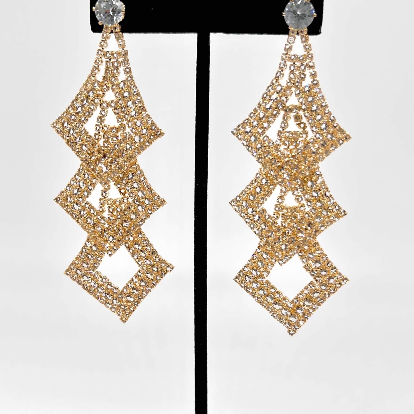 Gold Crystal Drop Earrings