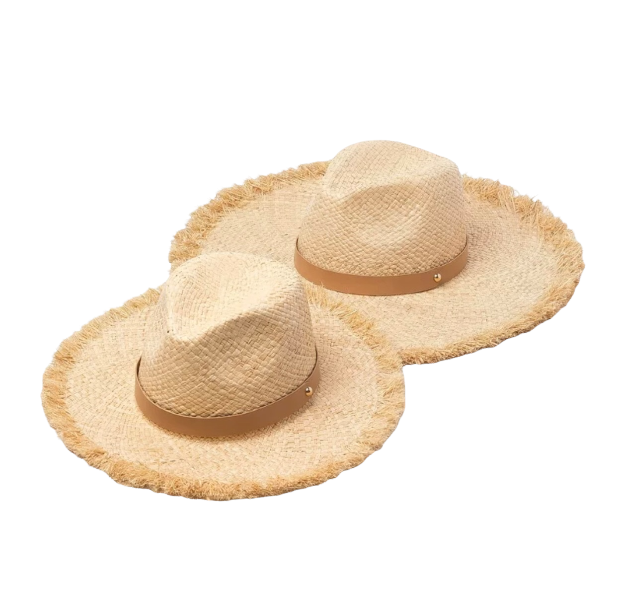 Large Panama Raffia Wide Frayed Brim Straw Hat with PU Leather Band – Mackie